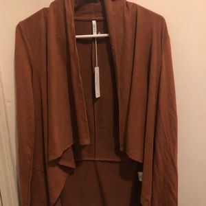 Z Supply Suede Waterfall Cardigan in Cognac